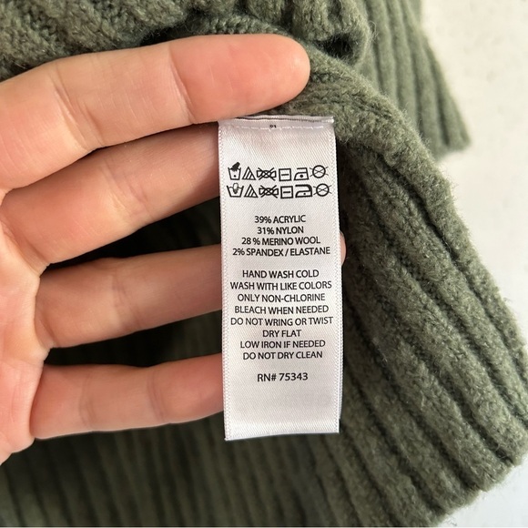 Rachel Zoe Green Turtle Neck Oversized Chunky Sweater Comfy Soft XS Small Medium - Picture 3 of 6